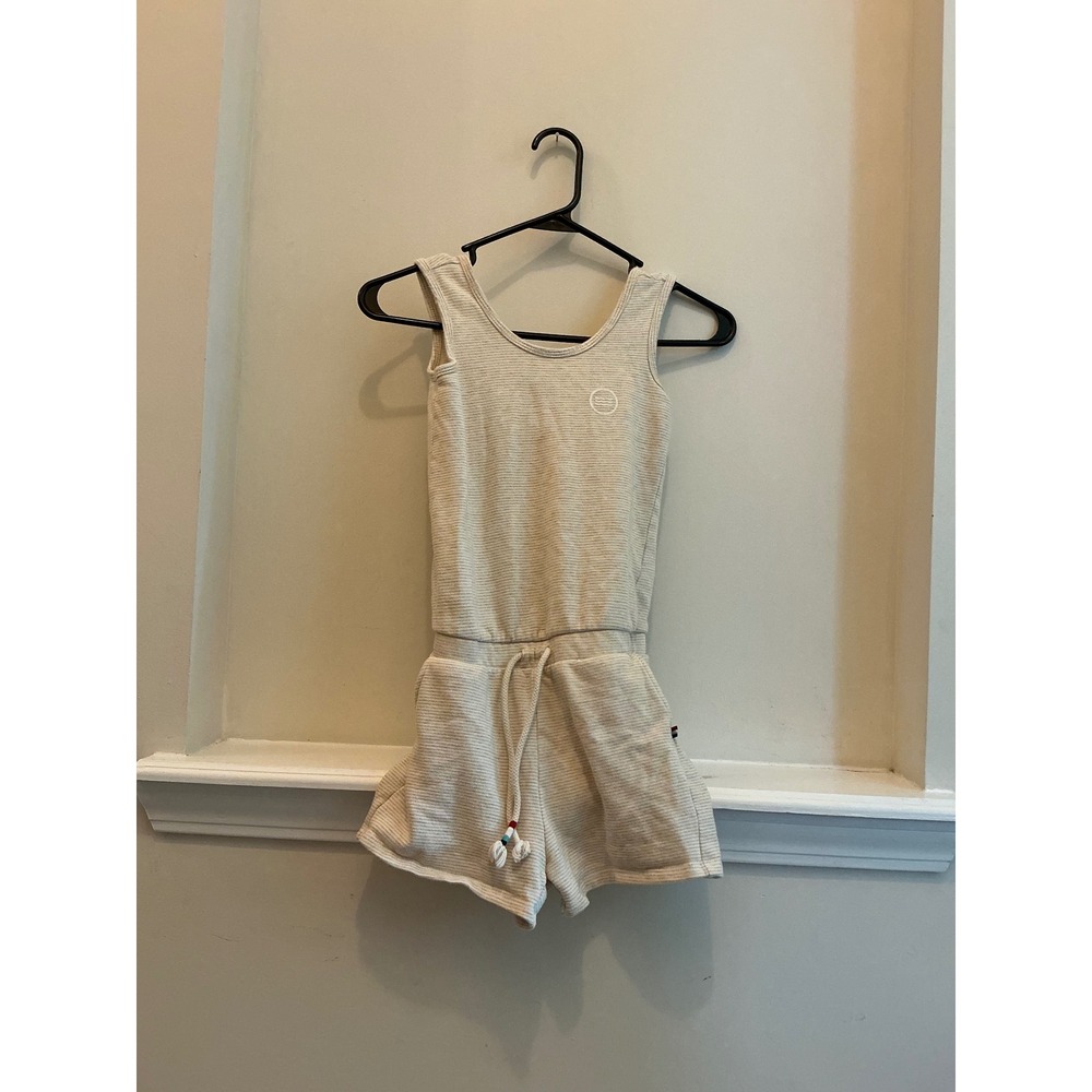 Sol Angeles girls beige stripe jumpsuit/romper size 8
